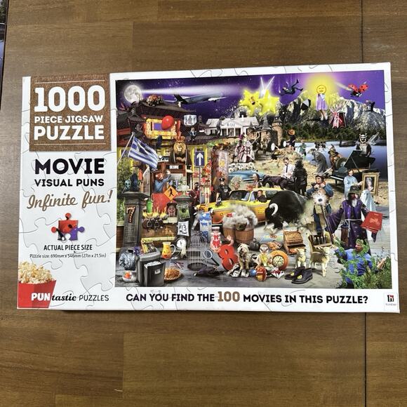 Hinkler Puzzle 100 Movie Visual Puns 1000 Piece Jigsaw Puzzle Infinity Fun - Picture 5 of 10